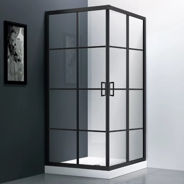 Душевой угол Veconi Rovigo RV-09, 800x800x1950, черный, стекло прозрачное