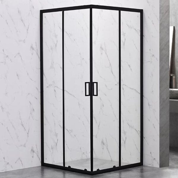 Душевой угол Veconi Rovigo RV-101B, 800x800x1900, черный, стекло прозрачное