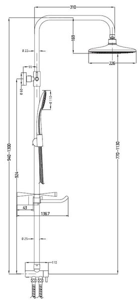 Душевая система ESKO (ST1300)