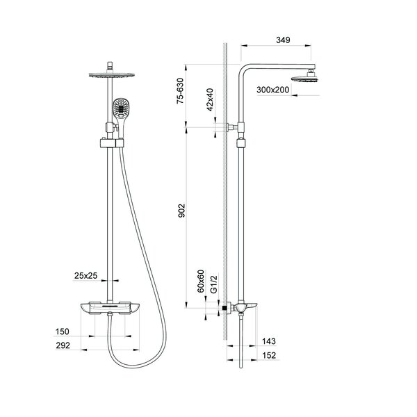 Душевая система Timo Helmi (SX-1170/03) черный