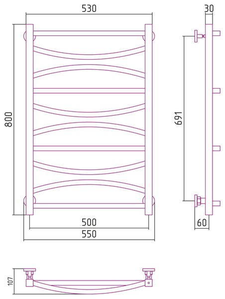 Полотенцесушитель водяной Сунержа Ажур 800х500 цвет Матовое золото