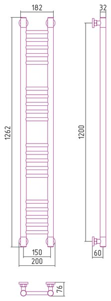 Полотенцесушитель водяной Сунержа Богема+ прямая 1200х150 цвет Сатин