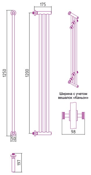 Полотенцесушитель водяной Сунержа Хорда 1200х195 цвет Матовое золото