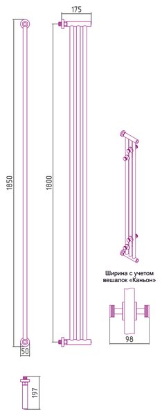 Полотенцесушитель водяной Сунержа Хорда 1800х195 цвет Хром