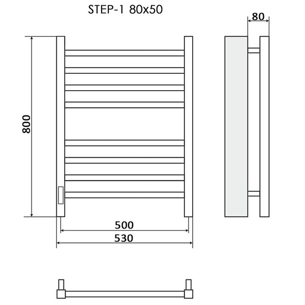 Полотенцесушитель Электрич.кабельный Ника STEP-1 80/50 RAL9016 белый матовый левый тэн