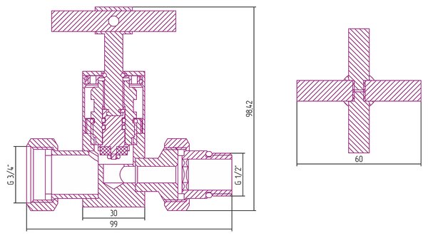 Вентиль Сунержа прямой крест G 1/2