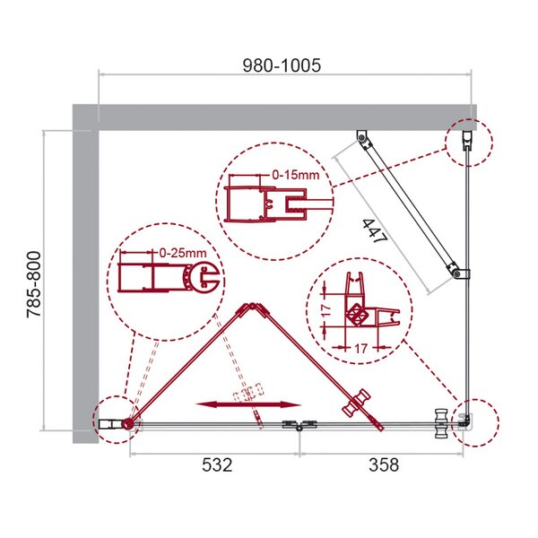 Душевой уголок BelBagno ALBANO-ASH-1-100/80-C-Cr, стекло Прозрачное