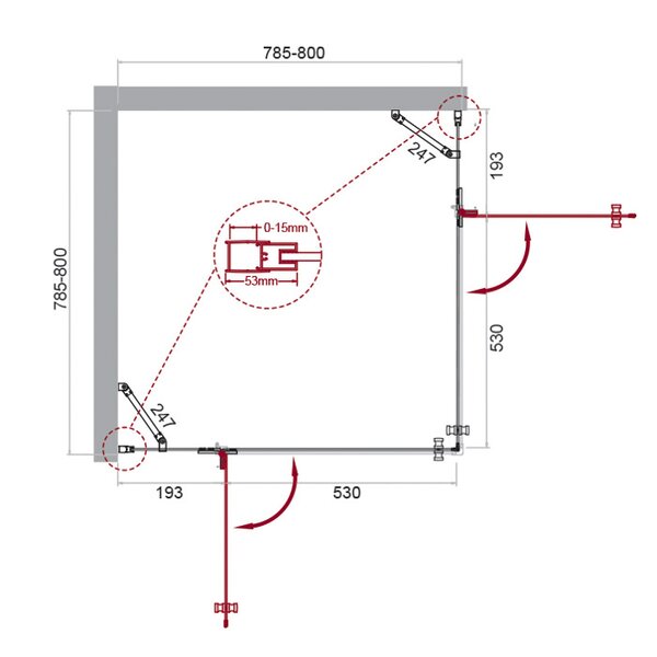 Душевой уголок BelBagno KRAFT-A-22-80-C-Cr, стекло Прозрачное