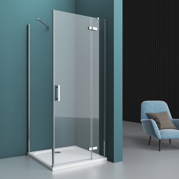 Душевой уголок BelBagno KRAFT-AH-12-90/80-C-Cr-R, стекло Прозрачное