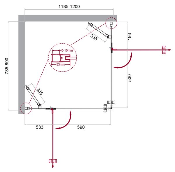Душевой уголок BelBagno KRAFT-AH-22-120/80-C-Cr-L, стекло Прозрачное