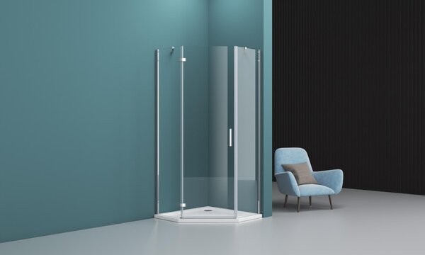 Душевой уголок BelBagno KRAFT-P-1-100-C-Cr-L, стекло Прозрачное