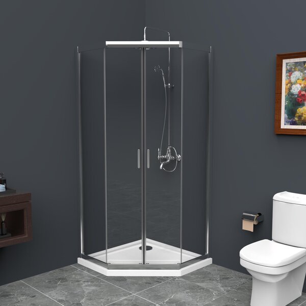 Душевой уголок BelBagno UNO-195-P-2-90-C-Cr, стекло Прозрачное