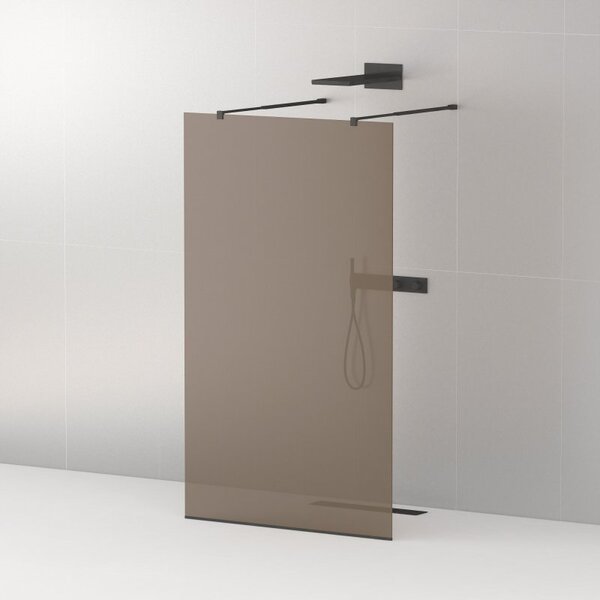 Стеклянная душевая перегородка Cezares LIBERTA-L-2-110-BR-NERO, стекло тонированное