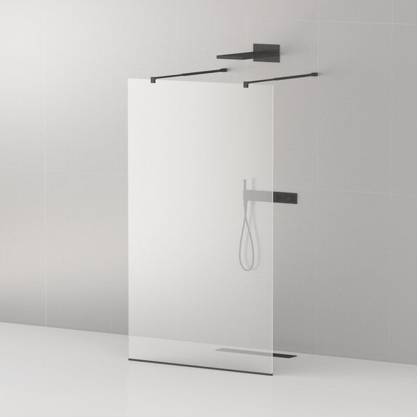 Стеклянная душевая перегородка Cezares LIBERTA-L-2-140-C-NERO, стекло прозрачное