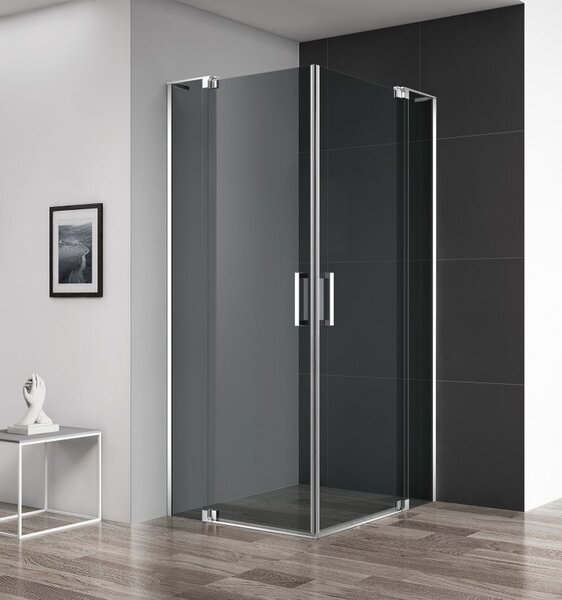 Душевой уголок CEZARES SLIDER-AH-2-70/80-80/90-GRIGIO-Cr профиль хром, стекло тонированное 70-80x80-90 см