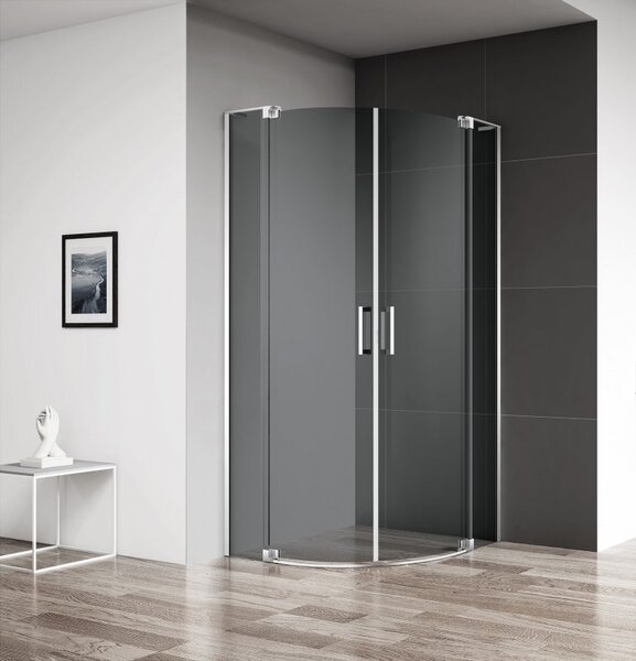 Душевой уголок CEZARES SLIDER-R-2-80/90-Grigio-Cr профиль хром, стекло тонированное 80-90x80-90 см
