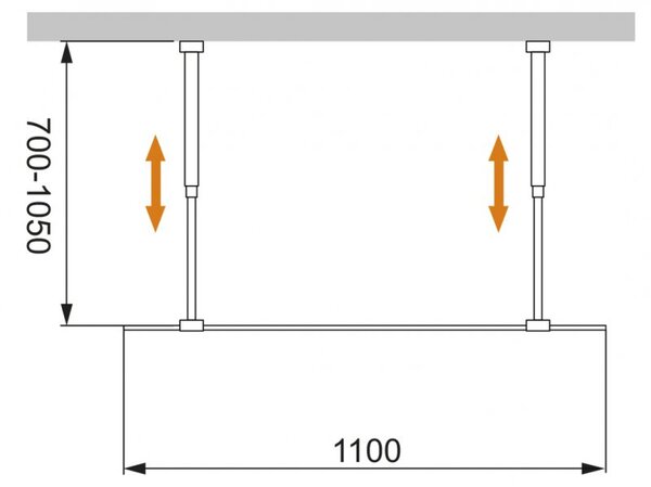 Стеклянная душевая перегородка Cezares LIBERTA-L-2-110-BR-Cr, стекло тонированное