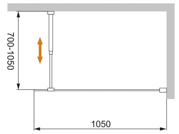 Стеклянная душевая перегородка Cezares LIBERTA-L-1-105-C-Cr, стекло прозрачное