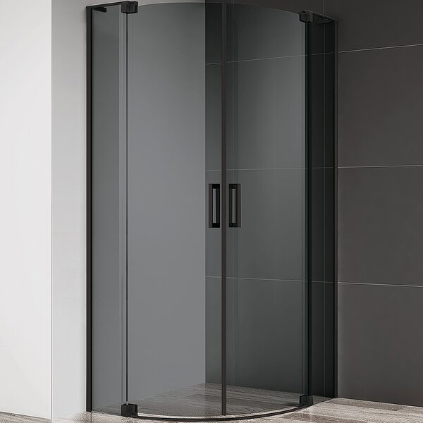 Душевой уголок CEZARES SLIDER-R-2-80/90-GRIGIO-NERO профиль черный, стекло тонированное 80-90x80-90 см