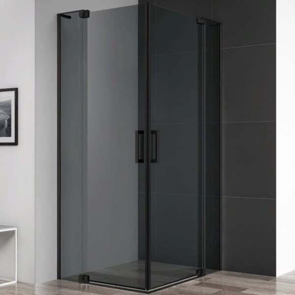 Душевой уголок CEZARES SLIDER-AH-2-90/100-100/110-GRIGIO-NERO профиль черный, стекло тонированное 90-100x100-110 см