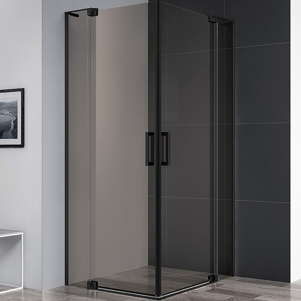 Душевой уголок CEZARES SLIDER-AH-2-70/80-90/100-BR-NERO профиль черный, стекло тонированное 70-80x90-100 см