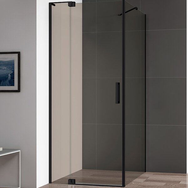 Душевой уголок CEZARES SLIDER-AH-1-100-100/110-BR-NERO профиль черный, стекло тонированное 100-110x100 см