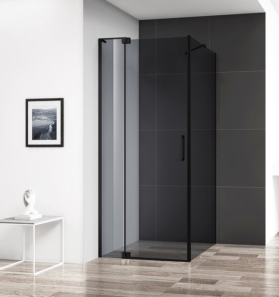 Душевой уголок CEZARES SLIDER-AH-1-100-90/100-GRIGIO-NERO профиль черный, стекло тонированное 90-100x100 см