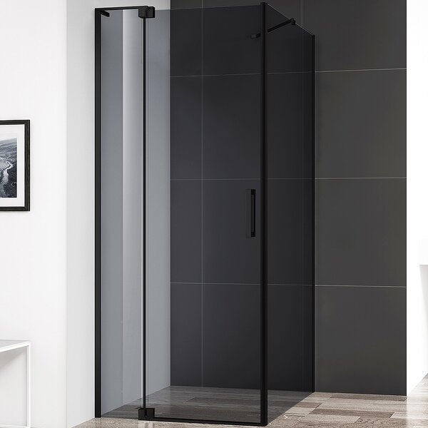 Душевой уголок CEZARES SLIDER-AH-1-100-90/100-GRIGIO-NERO профиль черный, стекло тонированное 90-100x100 см