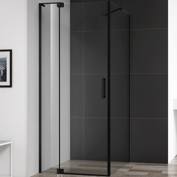 Душевой уголок CEZARES SLIDER-AH-1-80-90/100-C-NERO профиль черный, стекло прозрачное 90-100x80 см