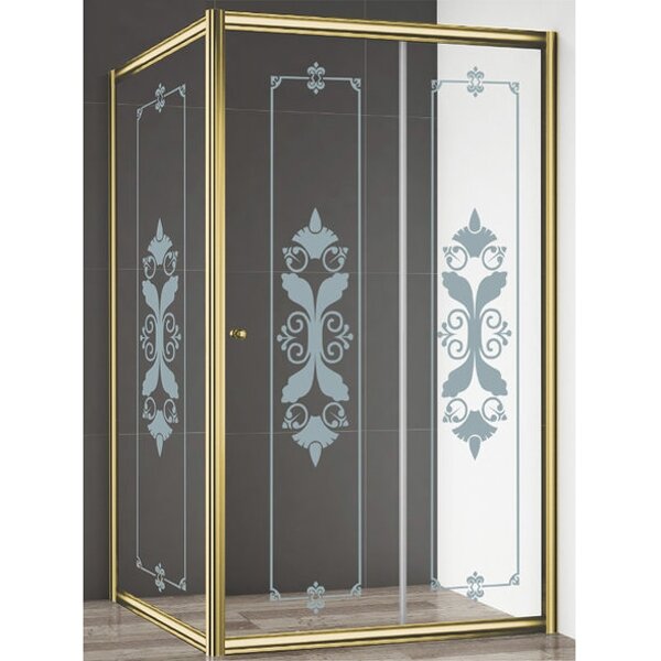 Душевой уголок CEZARES GIUBILEO-AH-1-120/90-SCORREVOLE-CP-G профиль Золото, стекло прозрачное 120x90 см