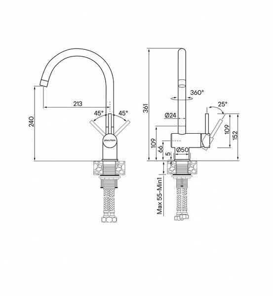 Смеситель для кухни Paulmark Bend Be212066-SS цвет нержавеющая сталь