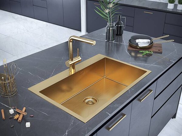 Смеситель для кухни Paulmark Dosse Do214418-BG цвет брашированное золото