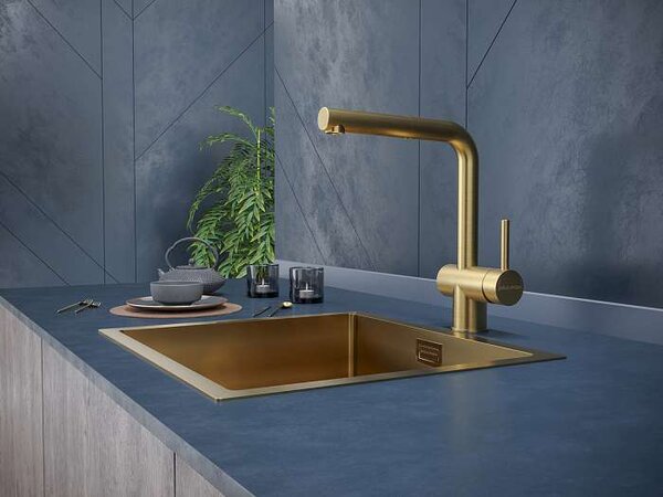 Смеситель для кухни Paulmark Dosse Do214418-BG цвет брашированное золото