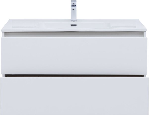 Тумба c раковиной Aquanet Lino 100 (Flat) белый глянец