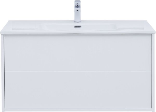 Тумба c раковиной Aquanet Lino 100 (Flat) белый глянец
