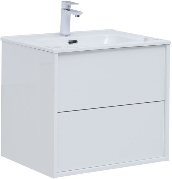 Тумба c раковиной Aquanet Lino 60 (Flat) белый глянец