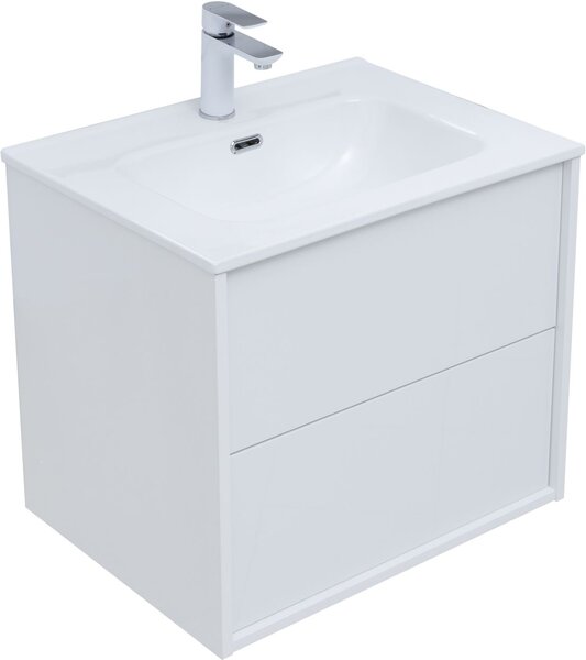 Тумба c раковиной Aquanet Lino 60 (Flat) белый глянец