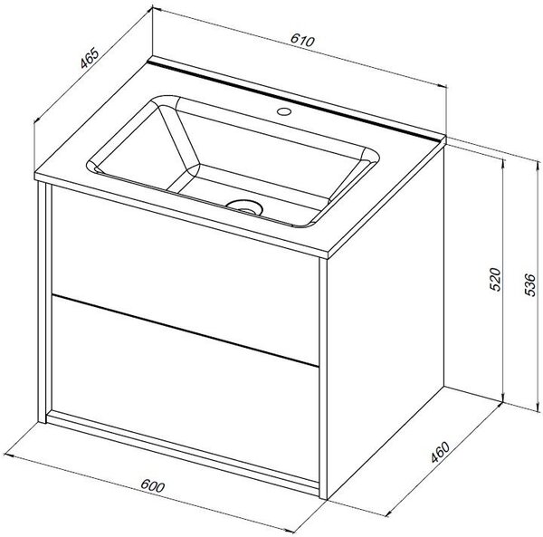 Тумба c раковиной Aquanet Lino 60 (Flat) белый глянец
