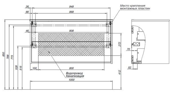 Тумба с раковиной Aquanet Lino 100 (Flat) дуб веллингтон