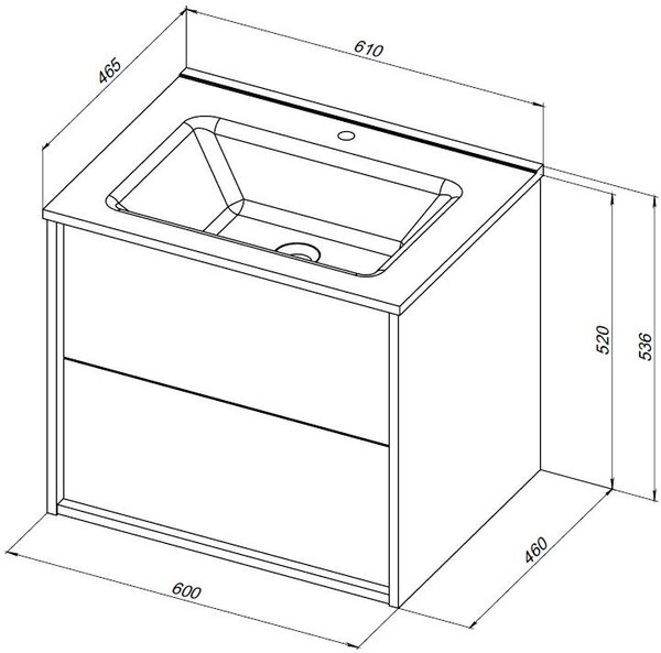 Тумба с раковиной Aquanet Lino 60 (Flat) дуб веллингтон