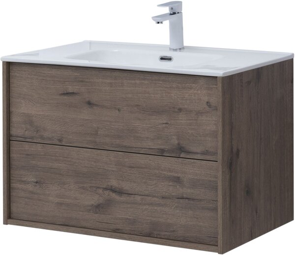 Тумба с раковиной Aquanet Lino 80 (Flat) дуб веллингтон
