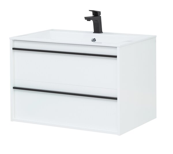 Тумба с раковиной Aquanet Lino 80 белый матовый