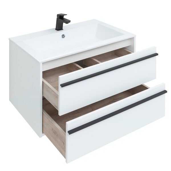 Тумба с раковиной Aquanet Lino 80 белый матовый