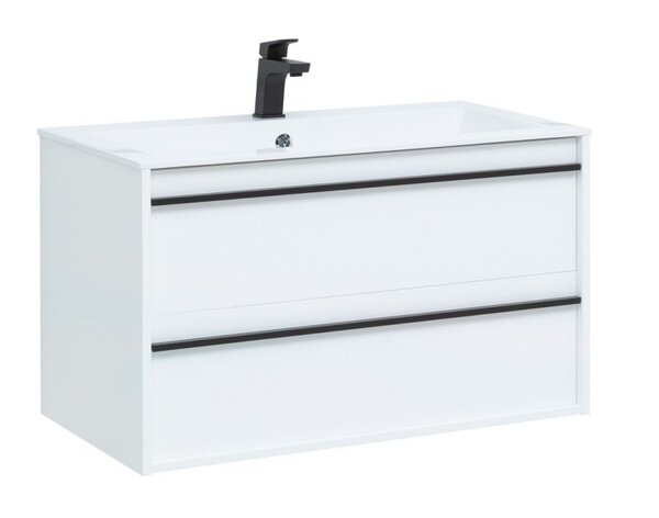 Тумба с раковиной Aquanet Lino 90 белый матовый