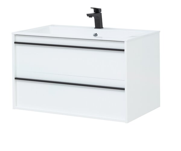 Тумба с раковиной Aquanet Lino 90 белый матовый