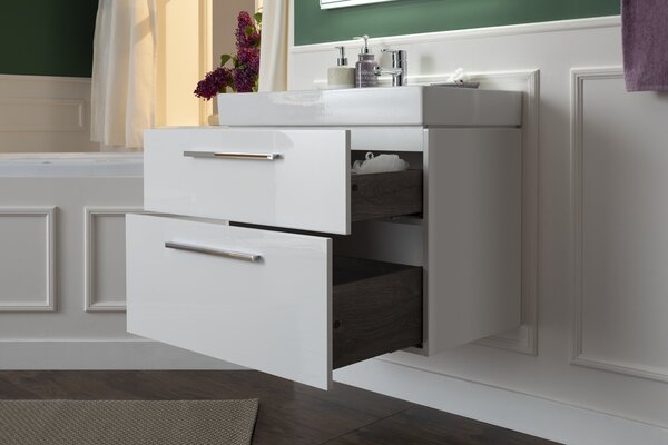 Тумба с раковиной Aquanet Nova 75 белый (2 ящика)