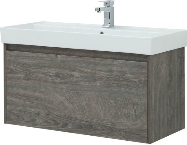 Тумба с раковиной Aquanet Nova Lite 100 дуб рошелье (1 ящик)