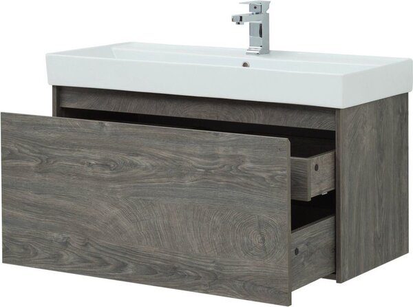 Тумба с раковиной Aquanet Nova Lite 100 дуб рошелье (1 ящик)