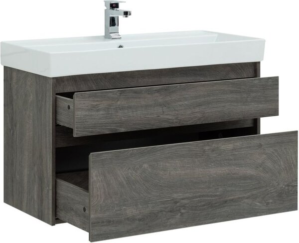 Тумба с раковиной Aquanet Nova Lite 100 дуб рошелье (2 ящика)