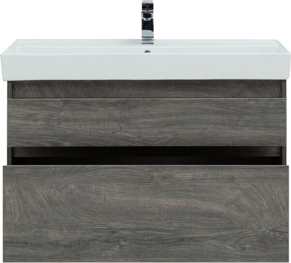 Тумба с раковиной Aquanet Nova Lite 100 дуб рошелье (2 ящика)